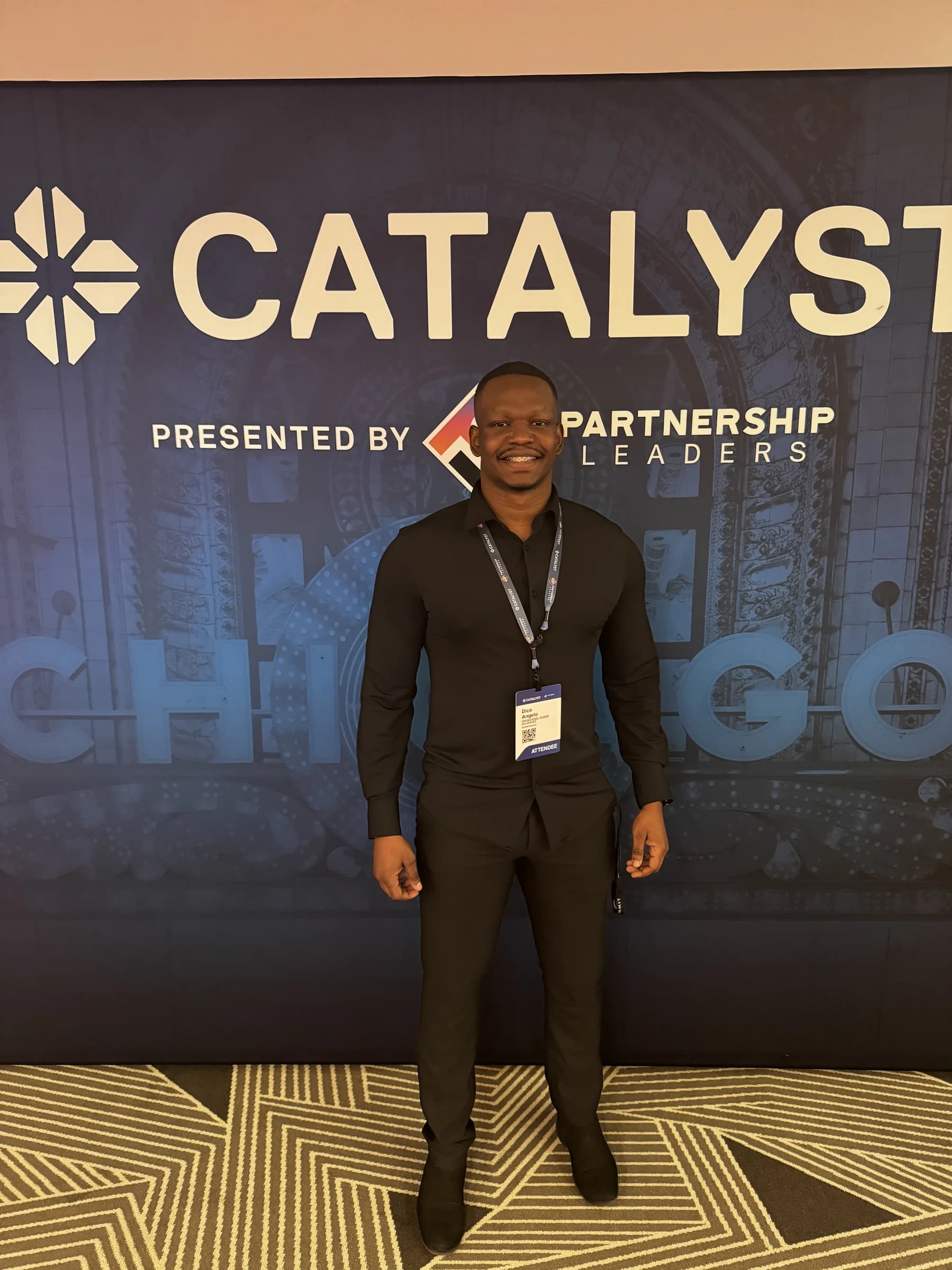 Dico at the Catalyst step-and-repeat presented by Partnership Leaders, Chicago